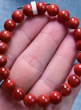 601C48凉山瓦西料南红双色锦红单圈手串多样性发其一