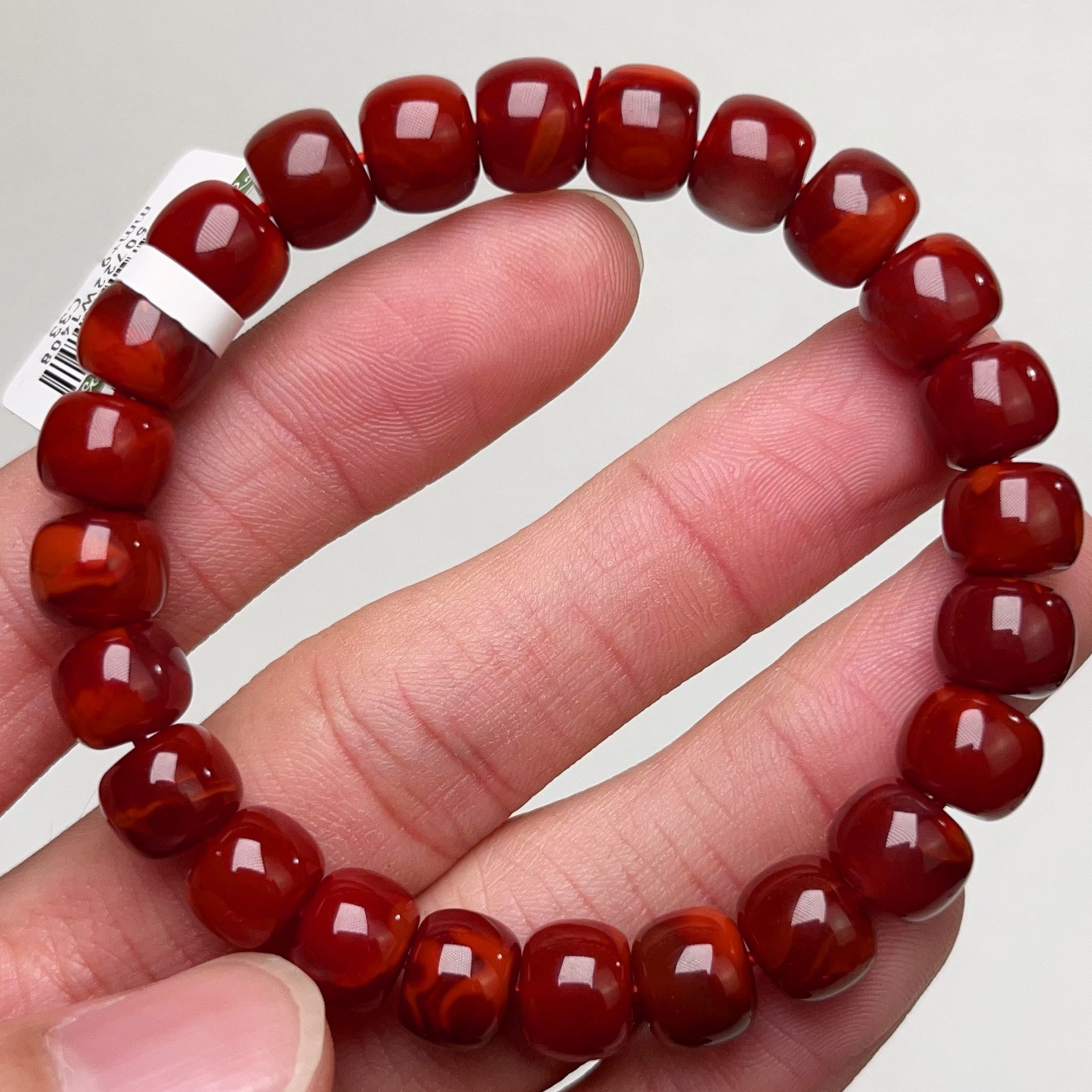 1408C33凉山瓦西料南红牛血锦红老型单圈手串