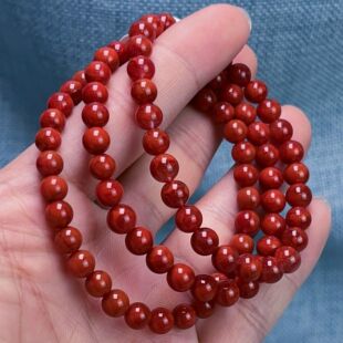 01A152凉山瓦西料南红柿子锦妖火焰单圈手串多样性发其一