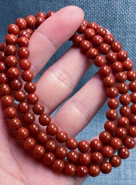01C67凉山瓦西料南红原矿柿子红多圈手串