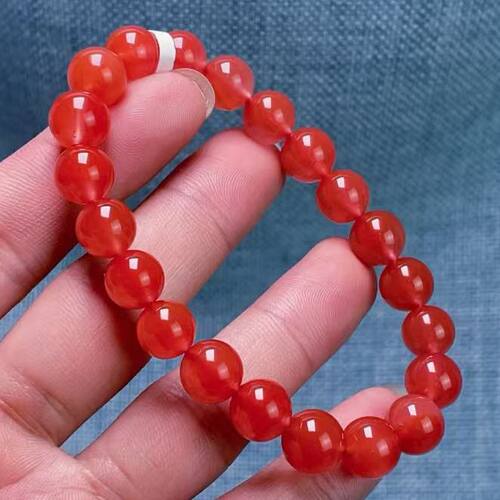 12F82云南保山料南红原矿樱桃红单圈手串