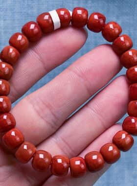 949F103凉山瓦西料原矿南红柿子锦火焰单圈手串多样性发其一