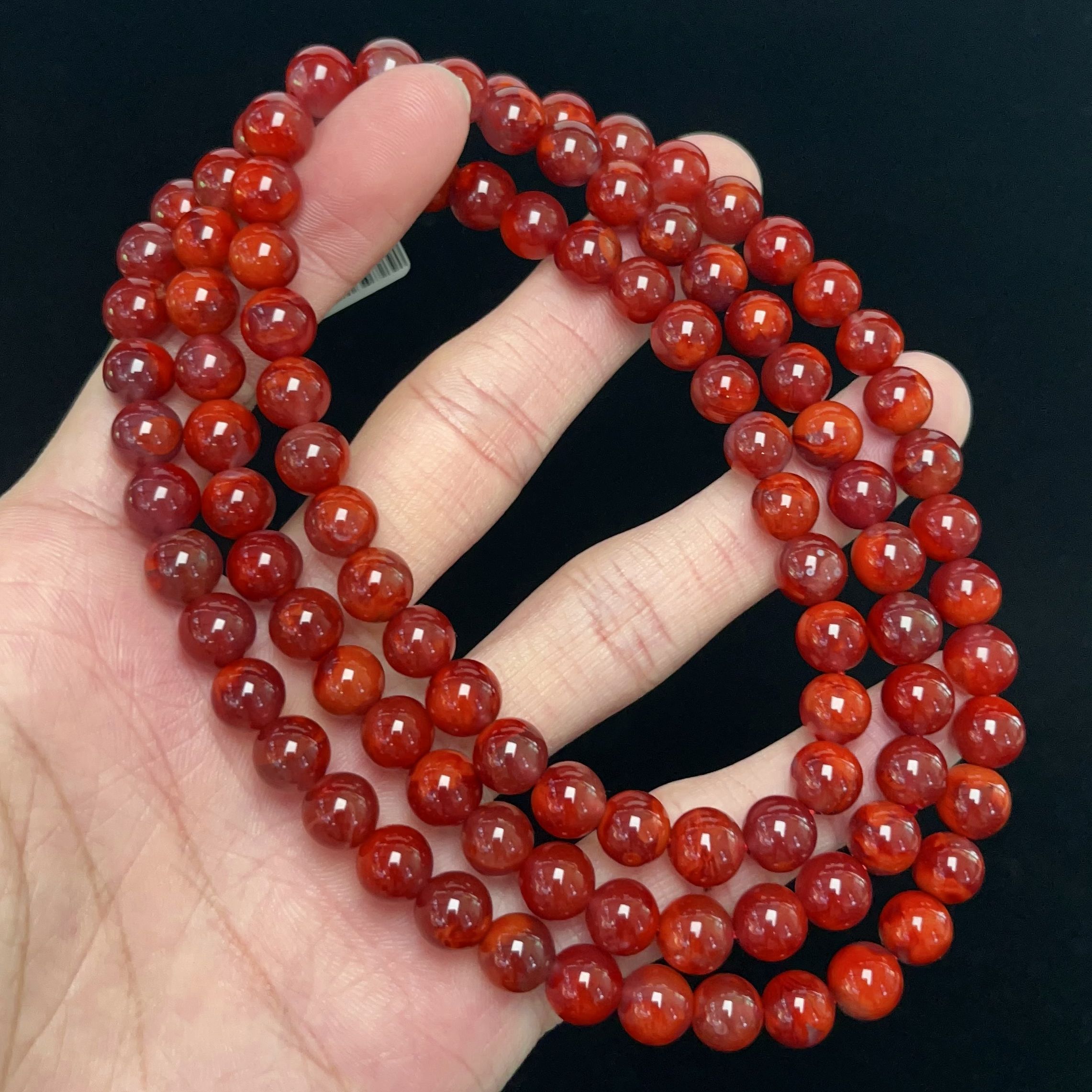 1360C54凉山瓦西料南红牛血玫锦火焰多圈手串项链