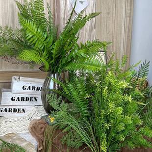 天津市武清区莫奈花语工艺品厂仿真绿植把束长枝绿草绿色蕨类叶片