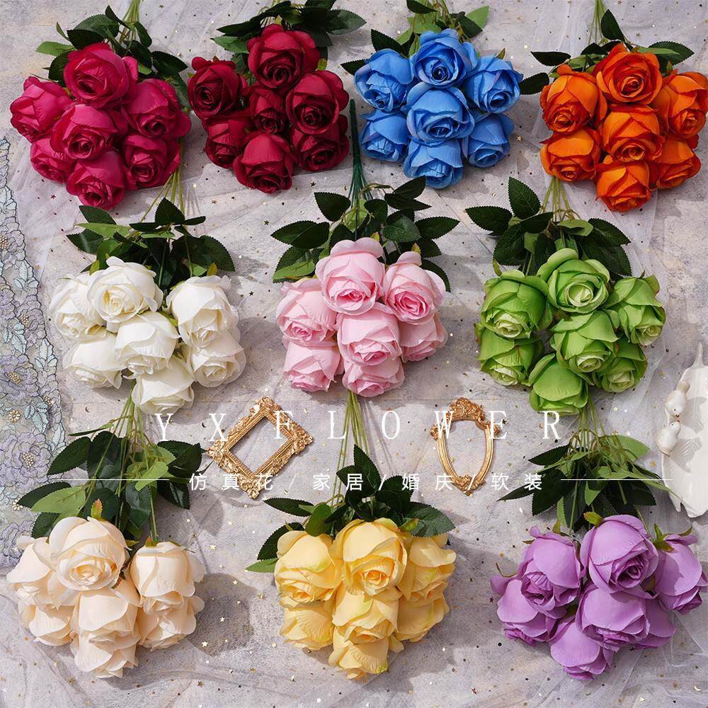 天津市武清区莫奈花语工艺品厂欧式7头甜心玫瑰仿真花小把束居家