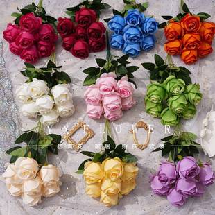 天津市武清区莫奈花语工艺品厂欧式7头甜心玫瑰仿真花小把束居家