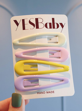 儿童彩色大号发夹前额刘海夹侧边水滴bb夹女孩后脑勺碎发夹子头饰