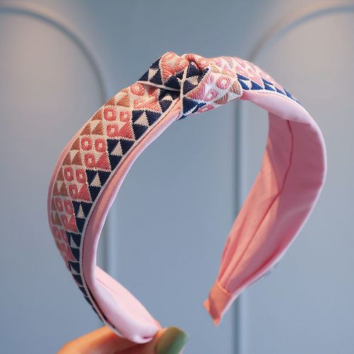 儿童可爱刺绣发箍时尚打结宽边压发不勒头箍公主百搭女童防滑发卡