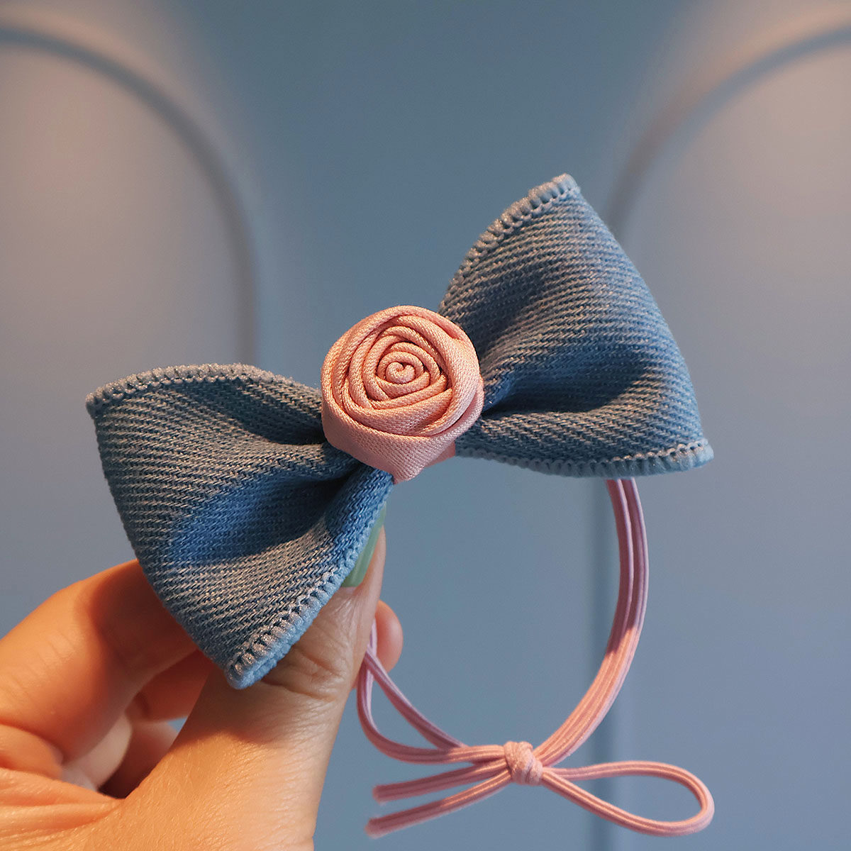 复古蓝色儿童牛仔蝴蝶结发绳粉色花朵气质扎发马尾皮筋丸子头发圈,童装/婴儿装/亲子装,发饰,淘宝优惠券,粉丝福利购,淘宝优惠卷