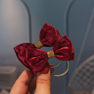 【一对】洋气酒红丝绒发圈宝宝对扎马尾皮筋儿童头饰简约百搭发绳