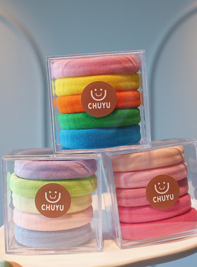 INS风盒装儿童高弹力毛巾圈不伤发皮筋基础百搭糖果色无接缝头绳