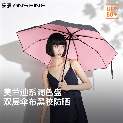 安晴黑胶经典双层防晒伞