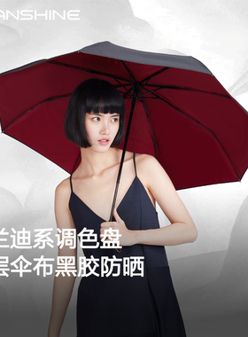 安晴anshine双层伞黑胶防晒伞太阳伞晴雨伞折叠防紫外线伞遮阳伞