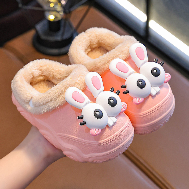 亲子女款EVA棉拖鞋秋冬保暖防滑水轻盈舒适男童女童毛绒棉鞋儿童