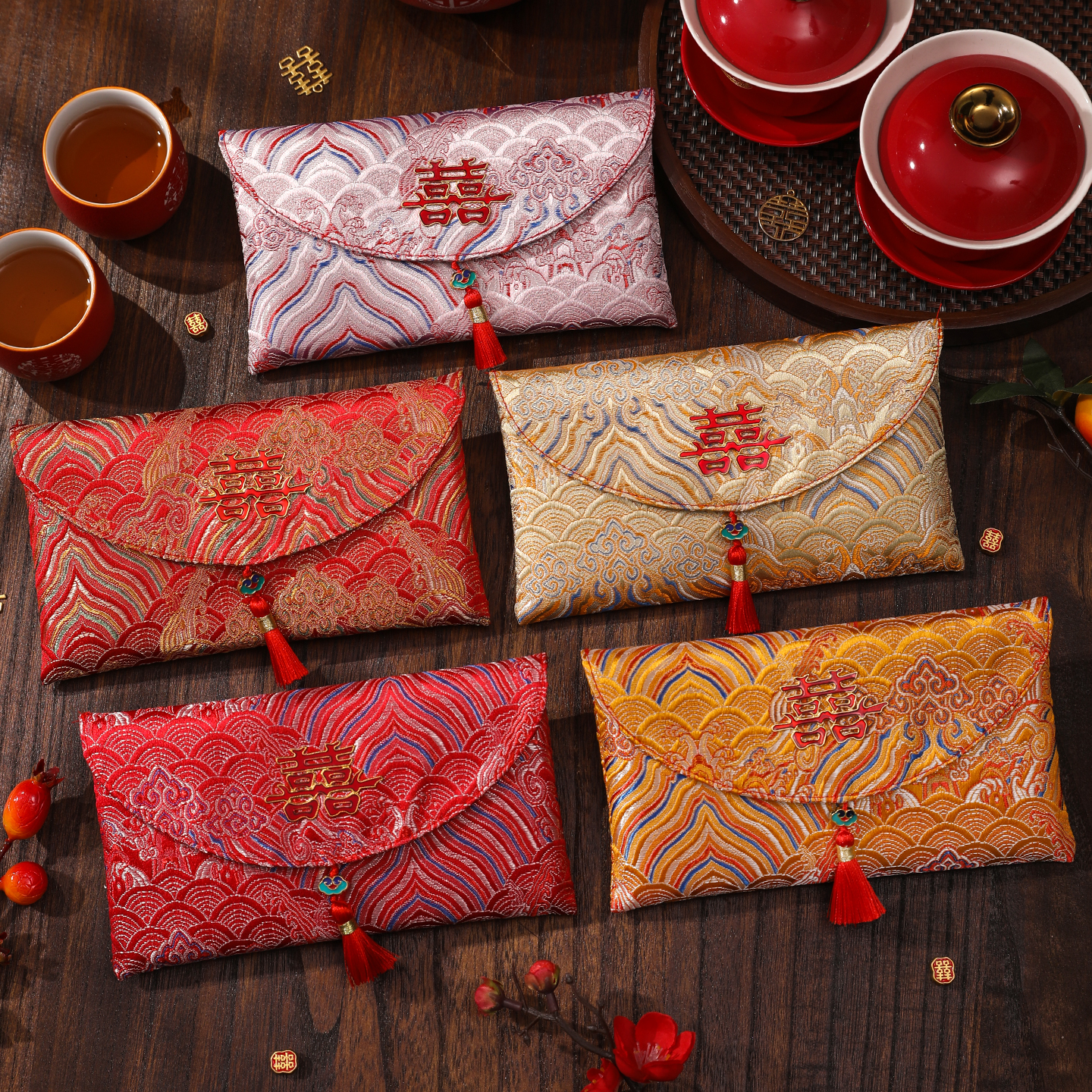 结婚红包2025新款高档刺绣喜字婚礼改口红包送闺蜜大号万元利是封