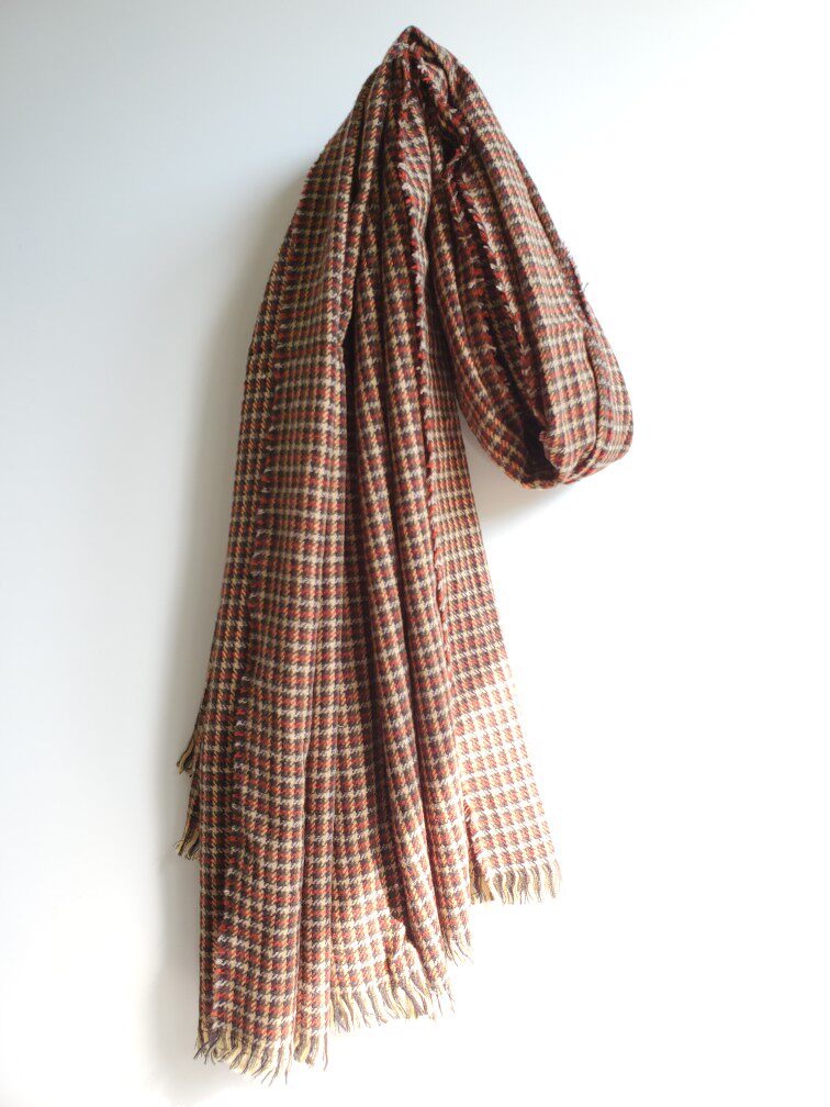 IKKS女士围巾秋冬季仿羊绒千鸟格加厚双面保暖欧美风多用途披肩