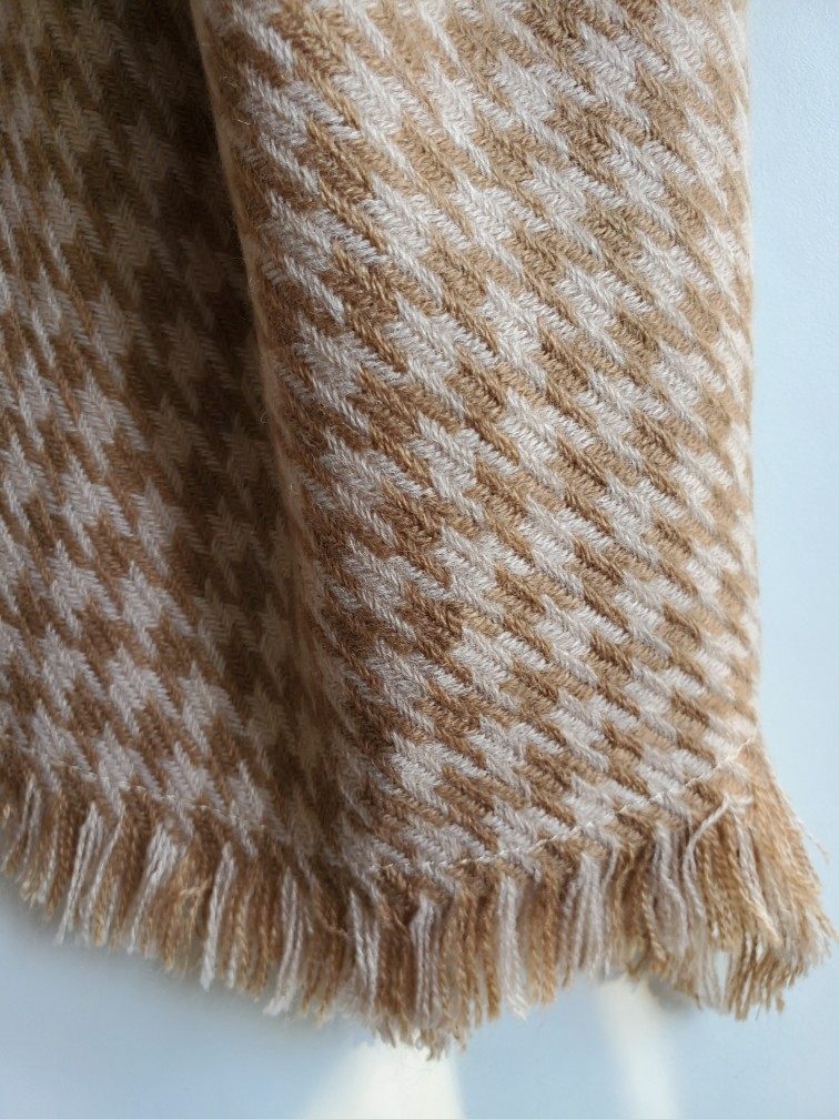 Mango冬季保暖围巾欧美风仿羊绒千鸟格加厚双面女士披肩户外毯子