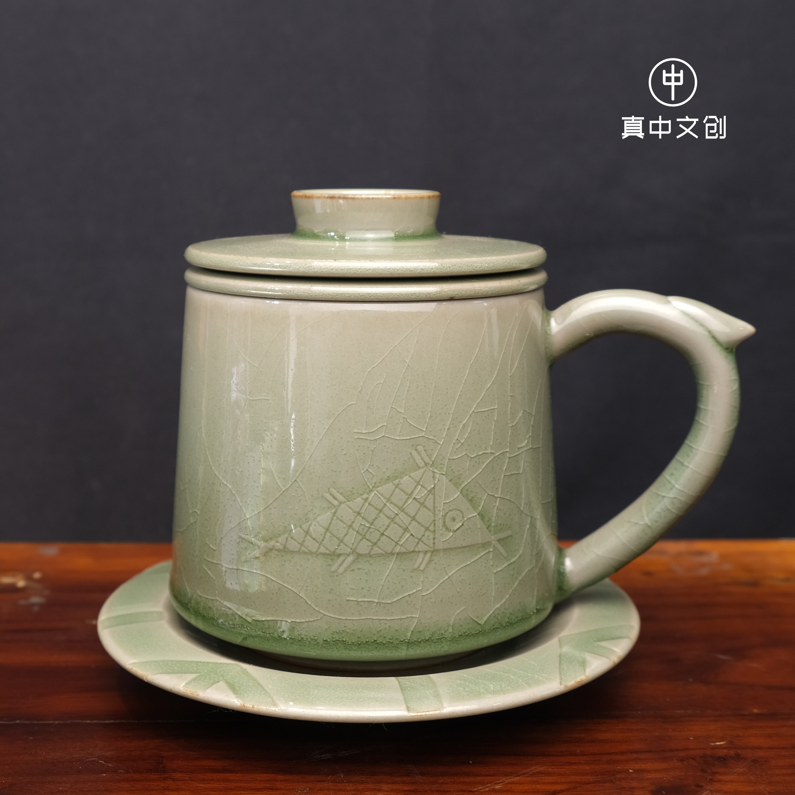 【真中文创】新安窑青瓷禹凿龙门办公摸鱼杯手工茶杯茶具上古文创,餐饮具,杯子套装/情侣对杯,淘宝优惠券,粉丝福利购,淘宝优惠卷