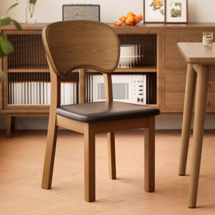 中古实木餐椅2026新款椅子家用餐桌椅吃饭凳子软包胡桃木头靠背椅