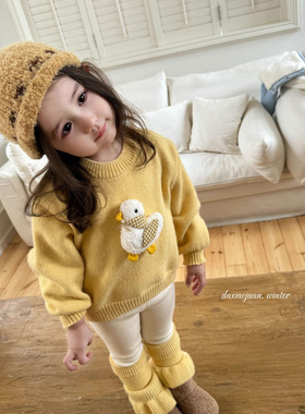 【大小卷】儿童深秋冬立体卡通小鸭子女童套头毛衣Z-77117