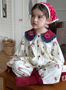 Heyhoney大小卷25春秋公主女童翻领韩国单排开扣两件套睡衣