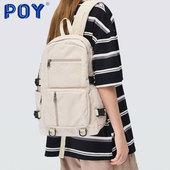 Poy® 双肩包女小众森系背包男工装 风初中生高中生大学生书包小众