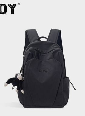 Poy®新款 背包男旅游轻便初中生高中黑色大号书包男生旅行双肩包