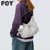 POY® 轻便斜挎包女通勤运动瑜伽单肩包大容量褶皱休闲百搭云朵包