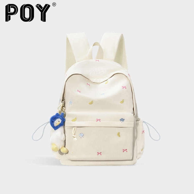 POY®新款  双肩包女原创ins日系百搭背包2025新款大学生校园书包