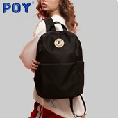 POY® 经典 双肩包女大学生简约黑色书包男ins高中生百搭小众背包