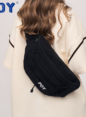 POY®机能斜挎包胸包女潮黑色男士腰包斜挎包日系休闲2025新款挎包