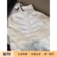 蒙口padded 现货 Moncler cardigan白色针织拼接排骨拉链羽绒服女