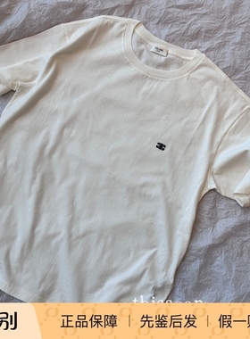 折扣 Celine 白色极简凯旋门logo圆领套头短袖T恤 宽松 男女