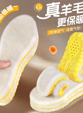 新款加厚保暖鞋垫冬季加绒软底毛毛防寒防臭舒适透气羊毛男女款