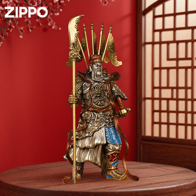 zippo关公武财神摆件打火机正品芝宝防风煤油火机男士个性收藏品