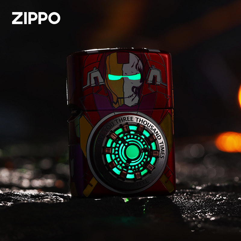 zippo钢铁之心发光打火机正品芝宝防风煤油创意生日礼物送男友