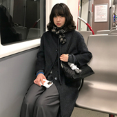 自在廓形 ELLE中长款 双面呢大衣女25冬季 新款 真两件毛呢外套