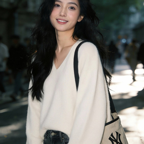 ELLEV领针织衫女纯色百搭