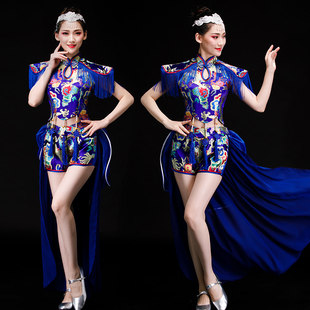 腰鼓服装新款青花瓷中国风打鼓水鼓舞蹈演出服现代开场舞表演