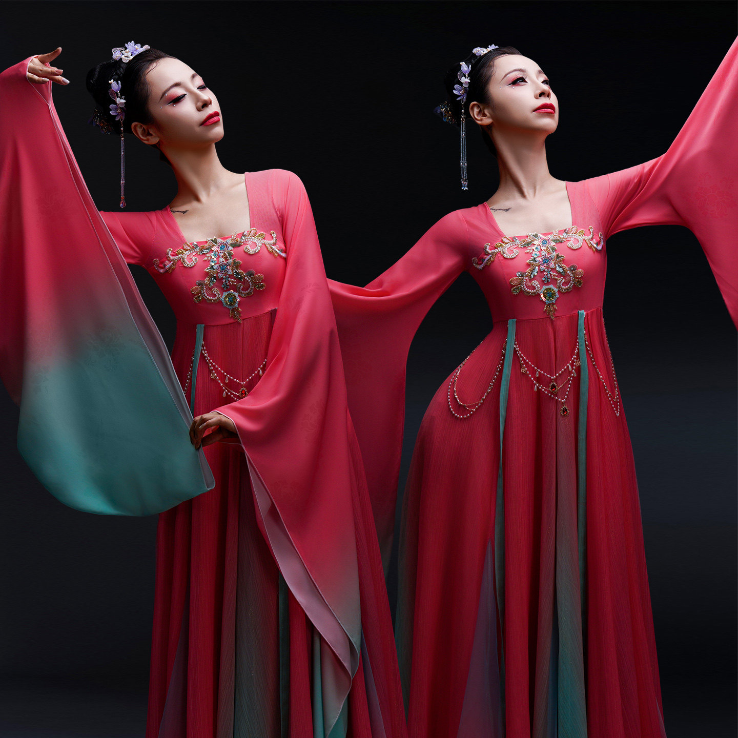 高档古典舞演出服广袖汉唐舞蹈服装艺考汉服中国风大袖衫流仙裙襦