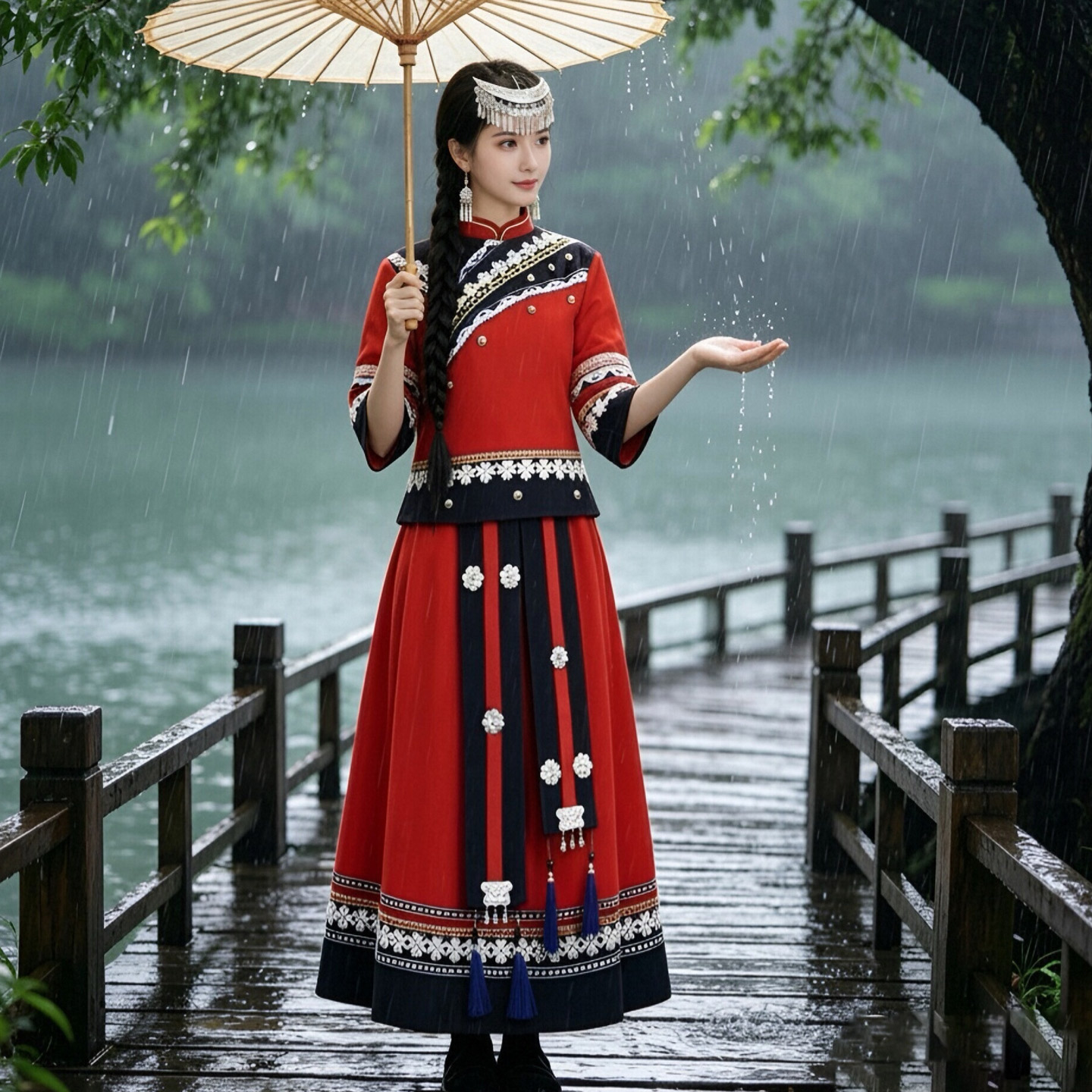高档女款传统少数民族服装新款苗族服饰苗疆贵州成人长款彝族旅拍