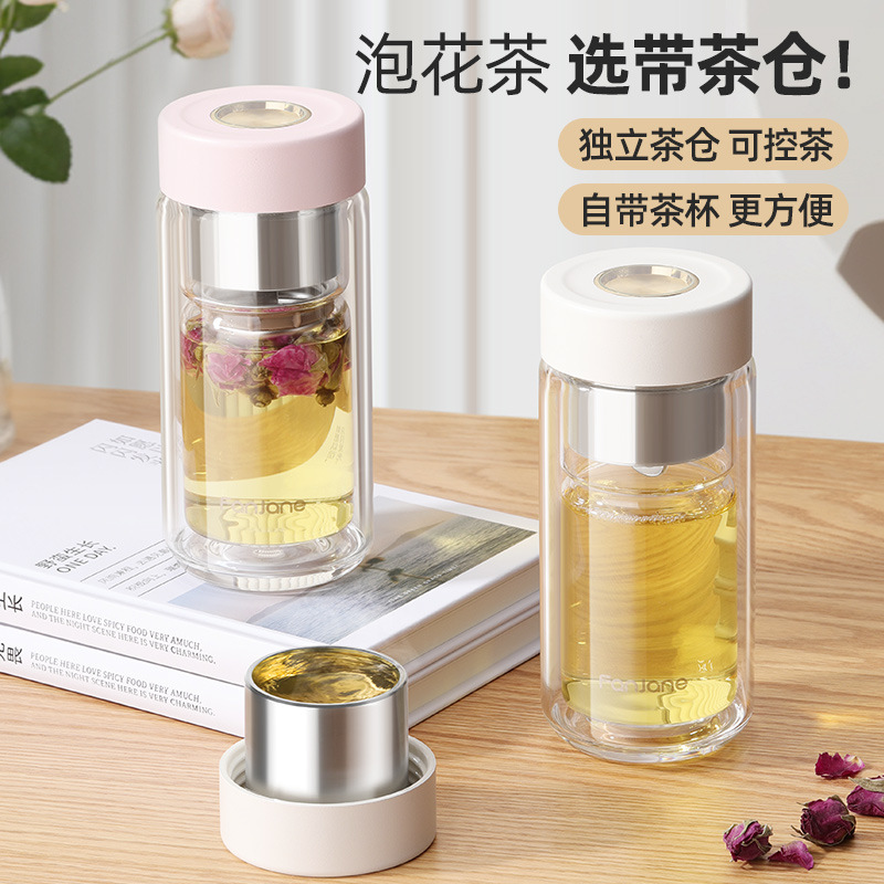 新款泡茶双层玻璃杯高颜值