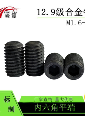 12.9级M1.6M2M3-M24长平端紧定GB77螺丝内六角机米无头螺丝DIN913