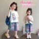 套装 夏装 2026新款 纯棉T恤牛仔中裤 两件套 中大童休闲短袖 女童夏季