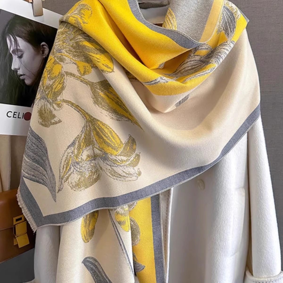 法国CinsKiss「一条有气质的围巾」时尚羊绒围巾女百搭拼色披肩