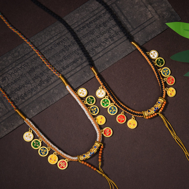 新款藏式手搓棉男女项链绳天珠手绘唐卡五路财神编织绳复古毛衣链,饰品/流行首饰/时尚饰品新,银饰项链,淘宝优惠券,粉丝福利购,淘宝优惠卷