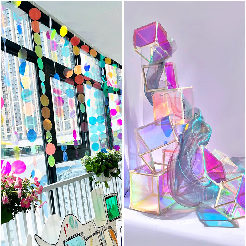 pvc炫彩片镭射幻彩圆片透明彩色圆形塑料片A4幼儿园环创吊饰材料,家居饰品,风铃及配件,淘宝优惠券,粉丝福利购,淘宝优惠卷