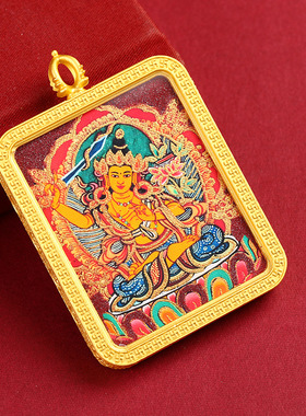 藏式半手绘朱砂描金款八