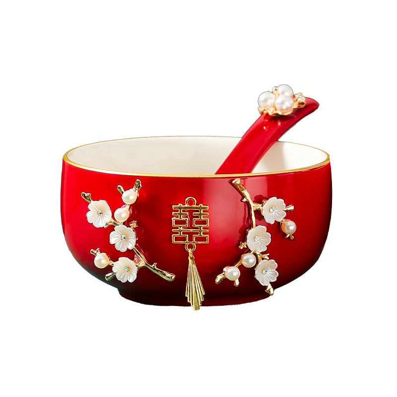 结婚敬茶杯套装一对红色