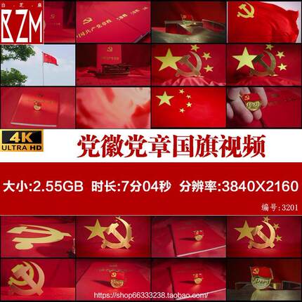 4K高清建党徽党章歌颂祖国爱国主义机关单位入党宣誓视频素材